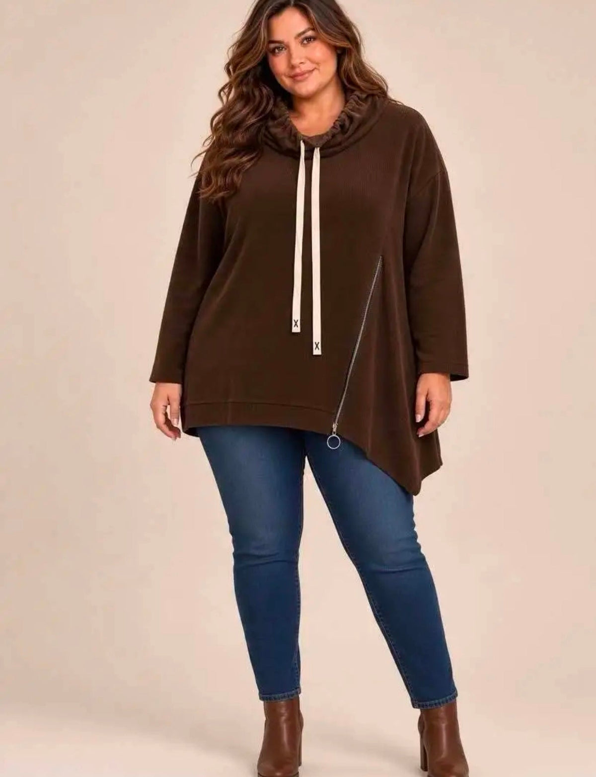 Oversize-Pullover mit zip E&F