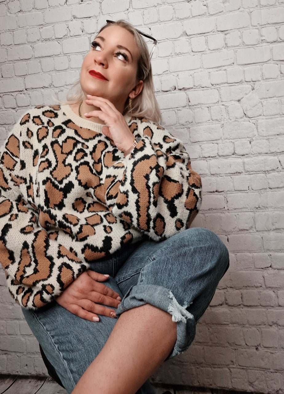 Leoparden Pullover Oversize