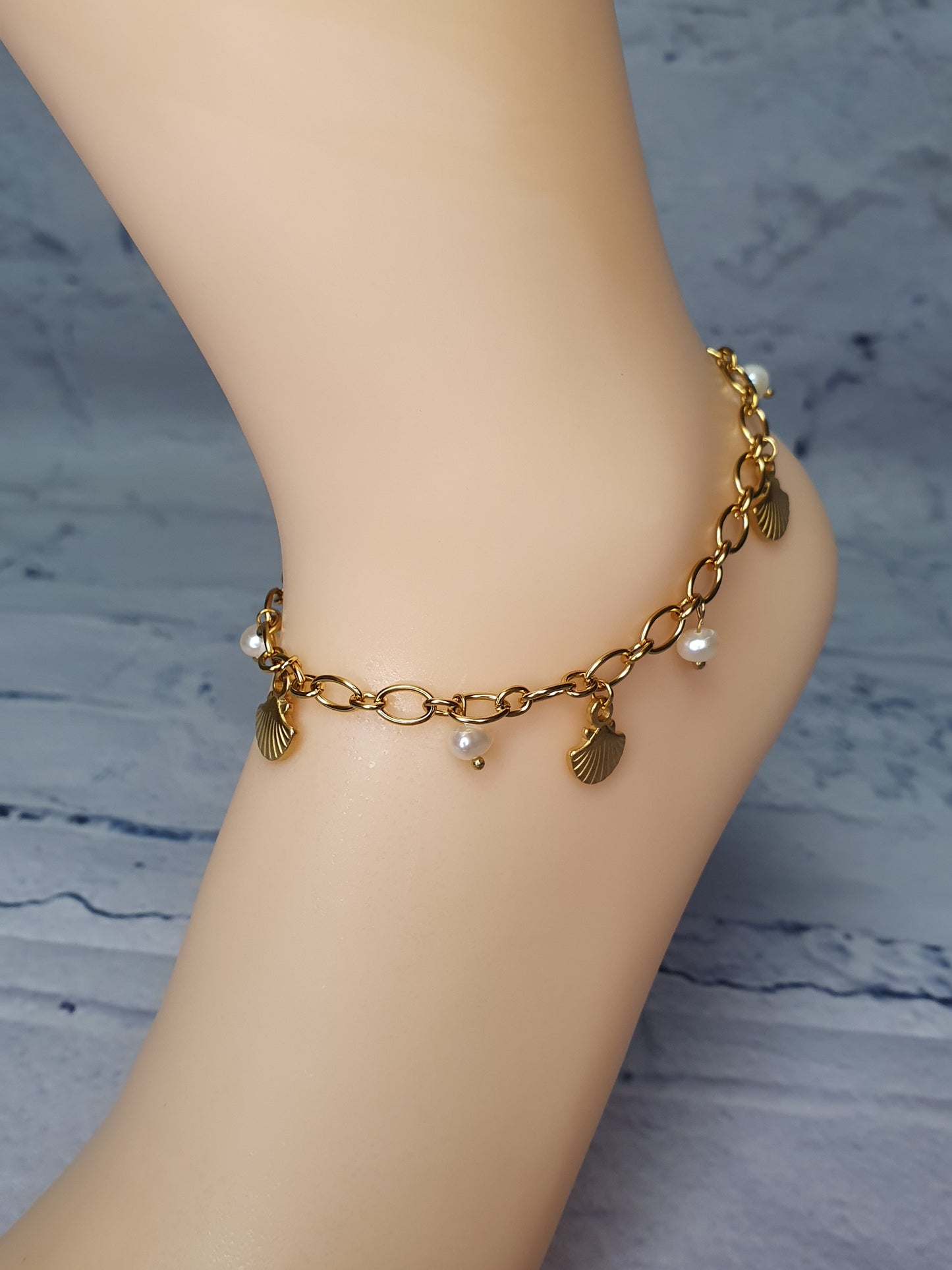 Fußkettchen "shell" & "pearls"