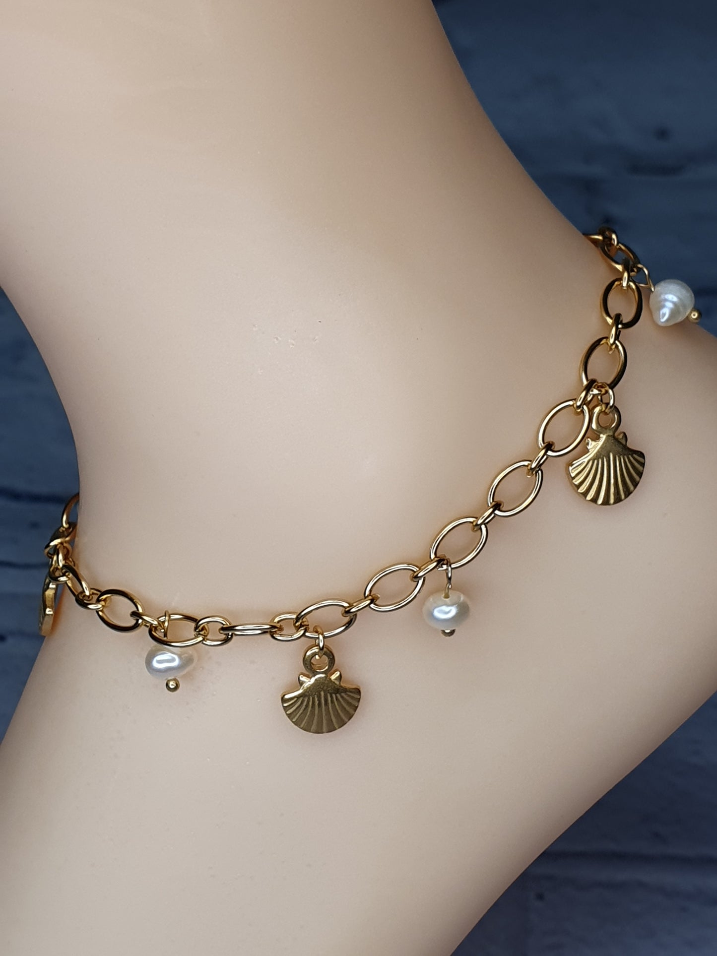 Fußkettchen "shell" & "pearls"