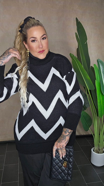 Rollkragen Pullover Chevron