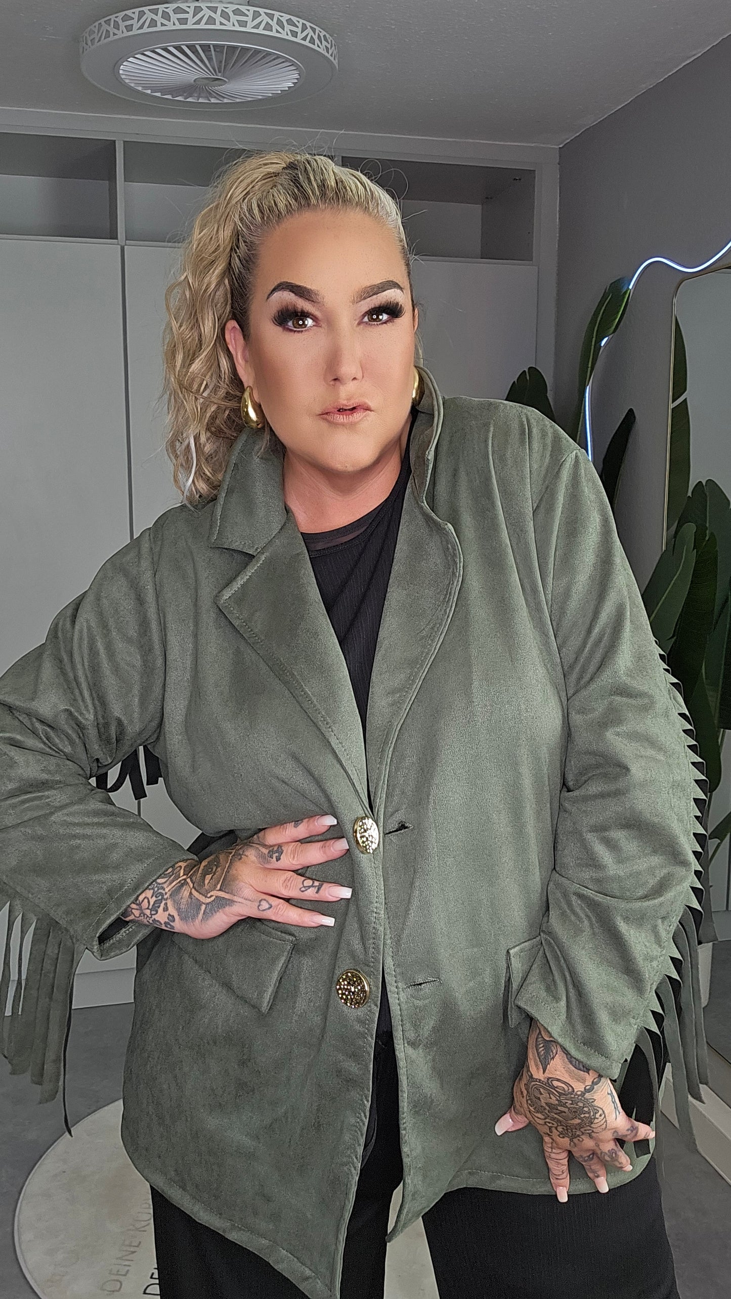 Oversized  Blazer Wildleder Optik