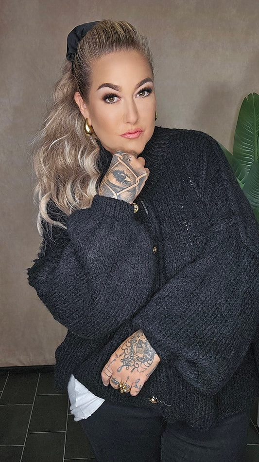 Oversize Strickjacke "Hazel"  in black