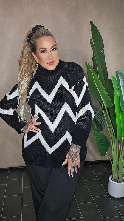 Rollkragen Pullover Chevron