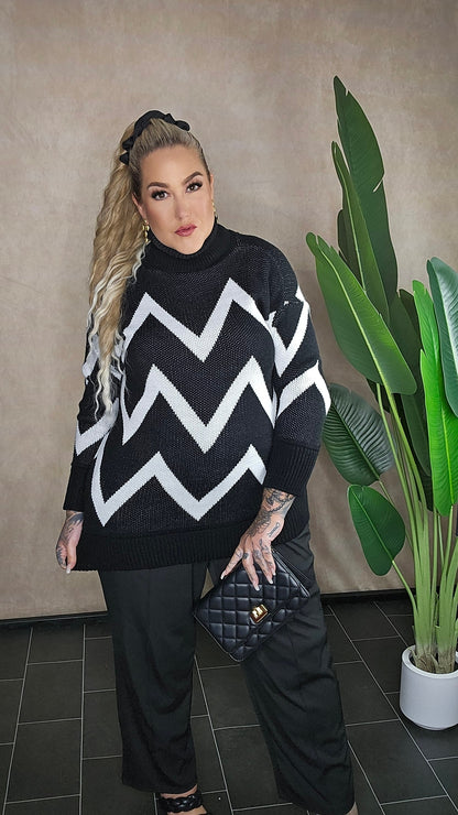 Rollkragen Pullover Chevron
