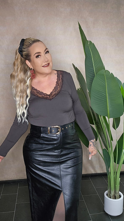 "Savage Chic" Midi-Lederrock inkl.Gürtel