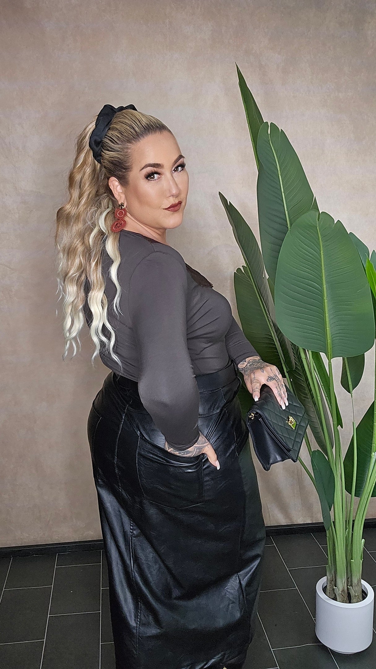 "Savage Chic" Midi-Lederrock inkl.Gürtel