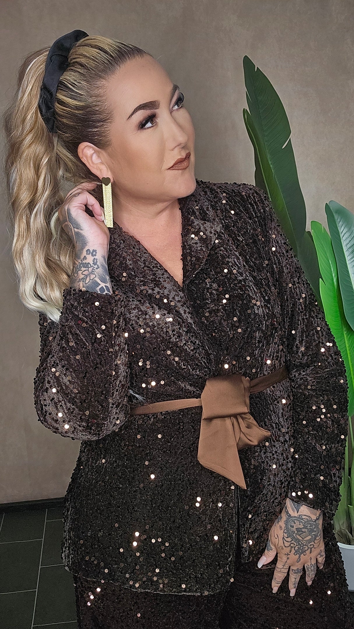 "Chocolate Sparkle" Pailletten-Blazer