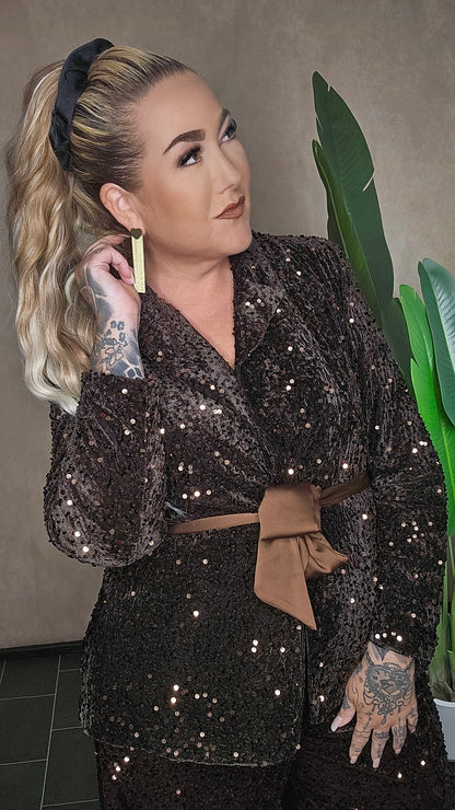 "Chocolate Sparkle" Pailletten-Blazer