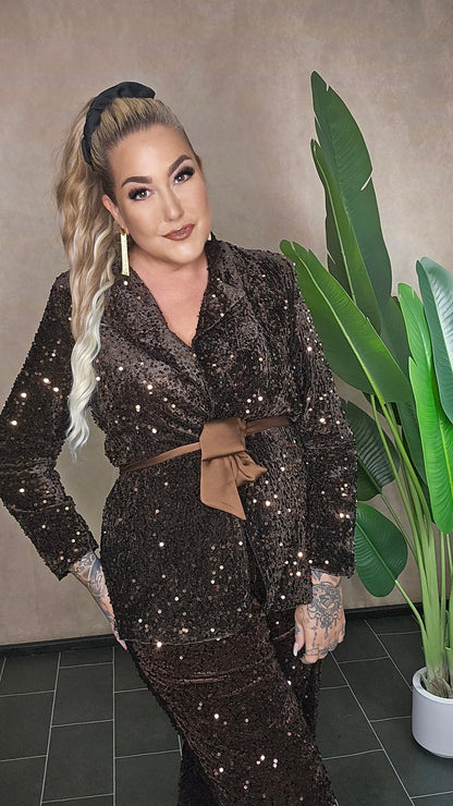 "Chocolate Sparkle" Pailletten-Blazer