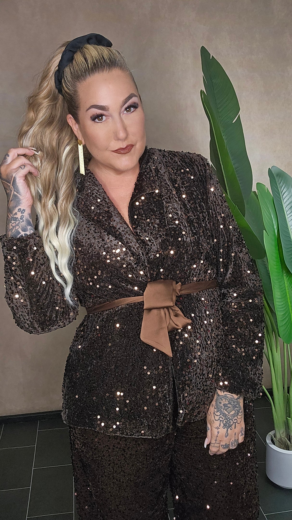 "Chocolate Sparkle" Pailletten-Blazer