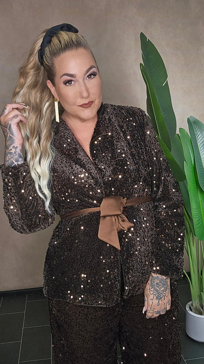 "Chocolate Sparkle" Pailletten-Blazer