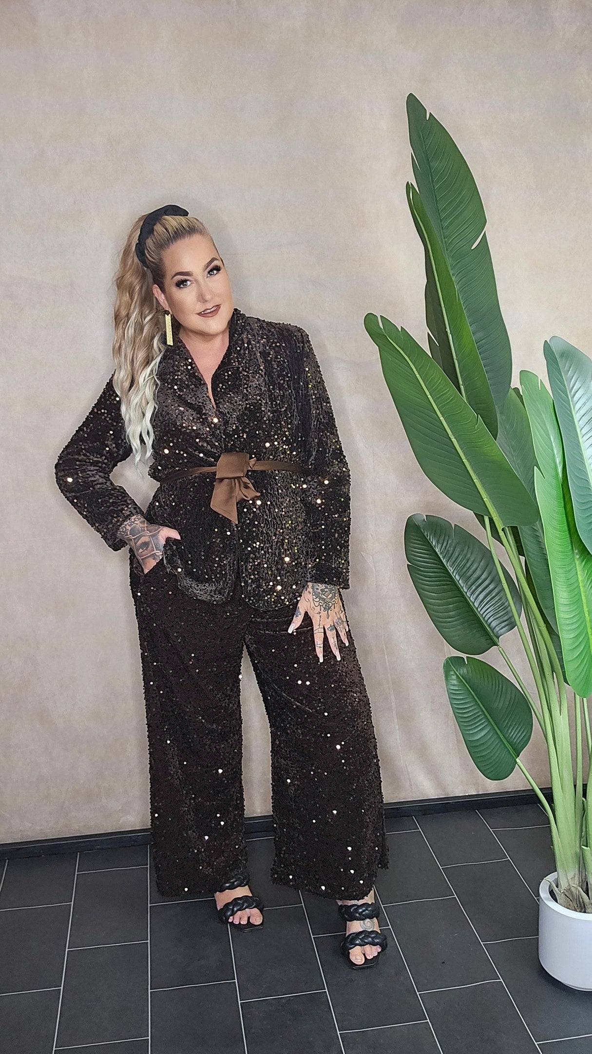 "Chocolate Sparkle" Pailletten-Blazer