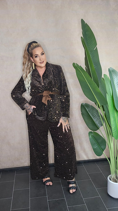 "Chocolate Sparkle" Pailletten-Blazer