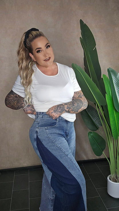 "Patchwork Dream" Wide-Leg Jeans