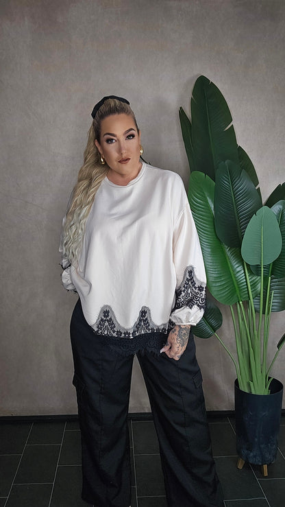 Oversize Sweatshirt mit Spitze