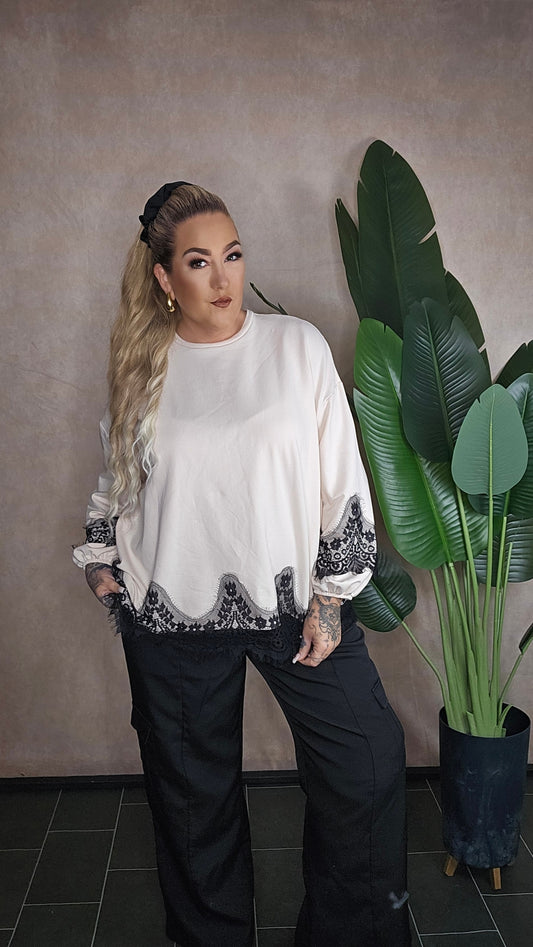 Oversize Sweatshirt mit Spitze