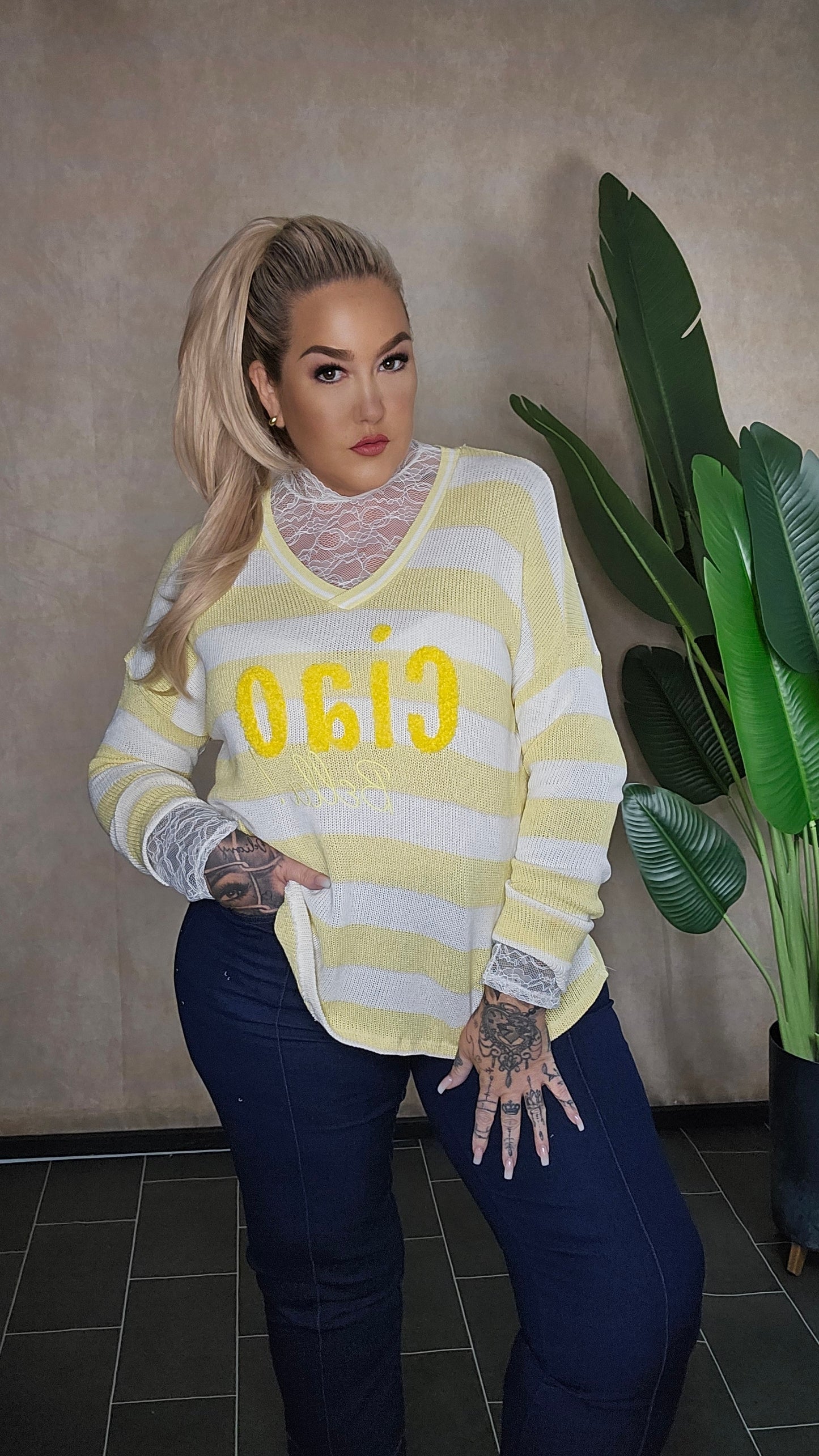 Strickpulli Ciao gelb