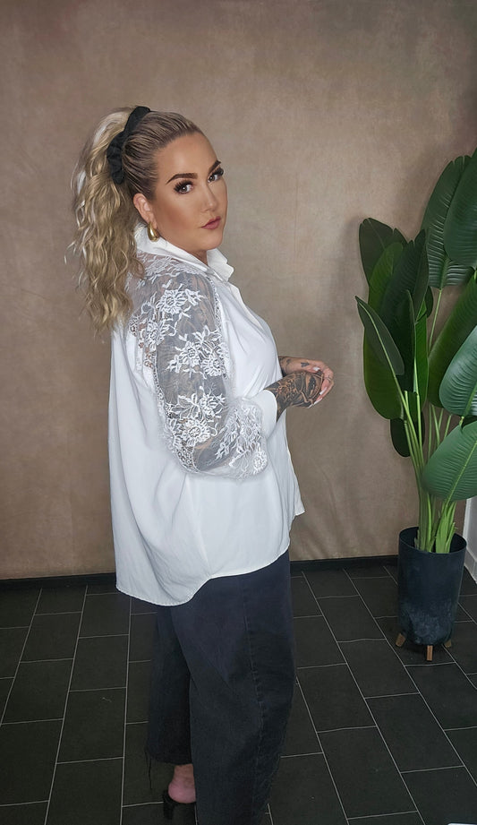 Hemd Lace Business White