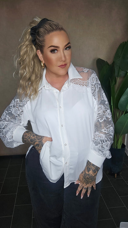 Hemd Lace Business White