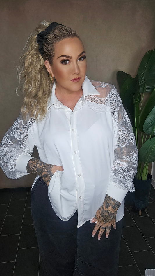 Hemd Lace Business White