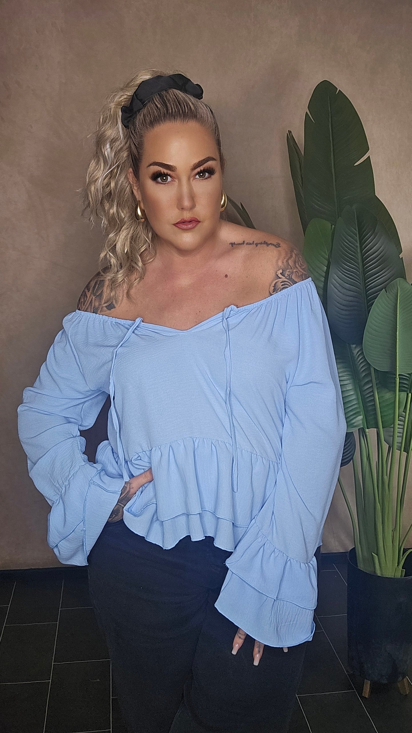 Rüschen  Shirt  Azzuro