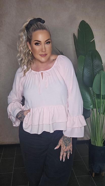 Rüschen  Shirt Rosalie Puder Rosa