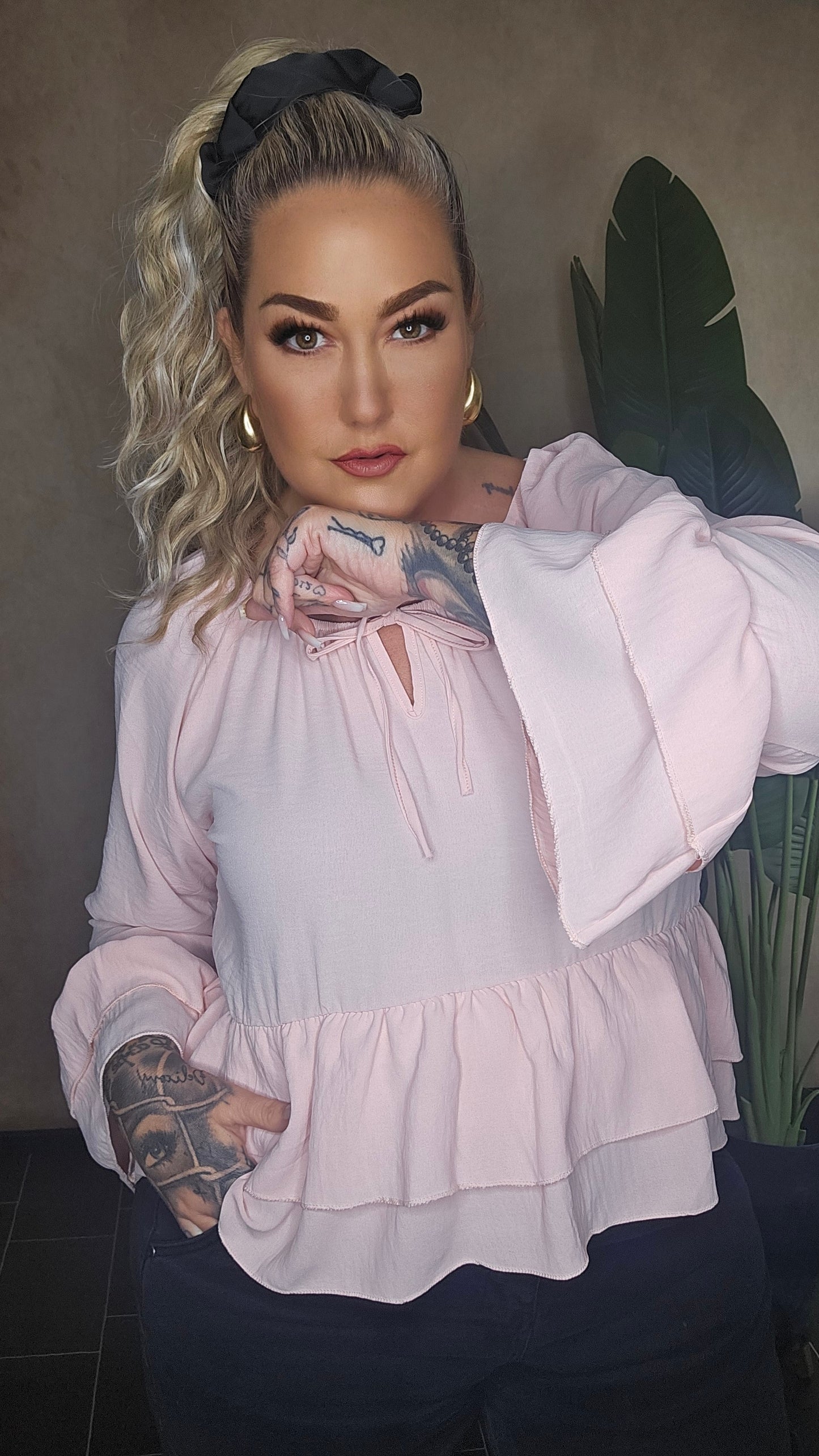 Rüschen  Shirt Rosalie Puder Rosa