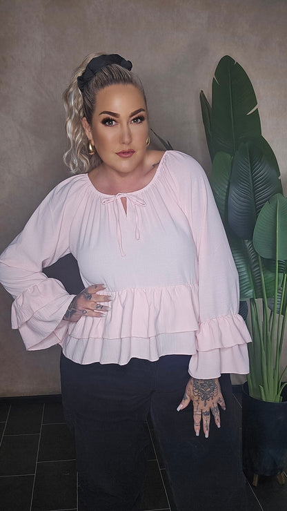 Rüschen  Shirt Rosalie Puder Rosa