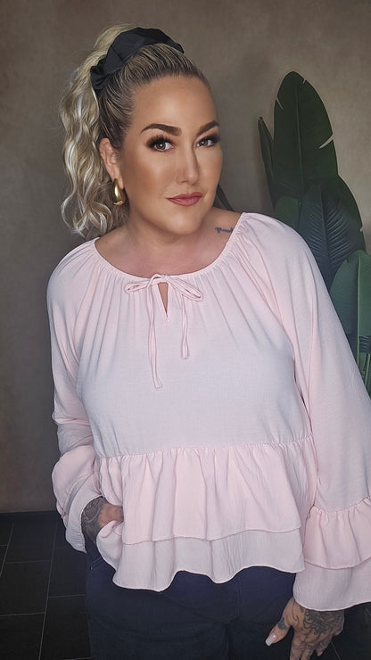 Rüschen  Shirt Rosalie Puder Rosa