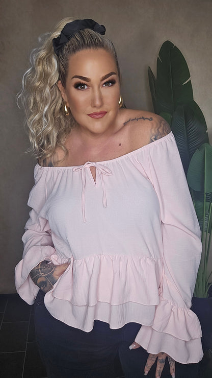 Rüschen  Shirt Rosalie Puder Rosa