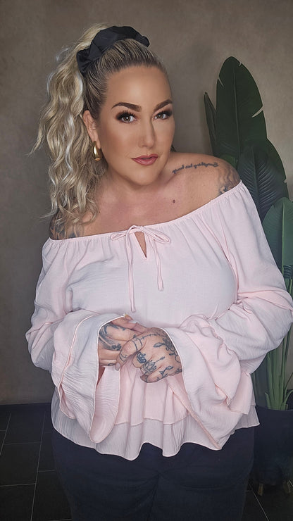 Rüschen  Shirt Rosalie Puder Rosa