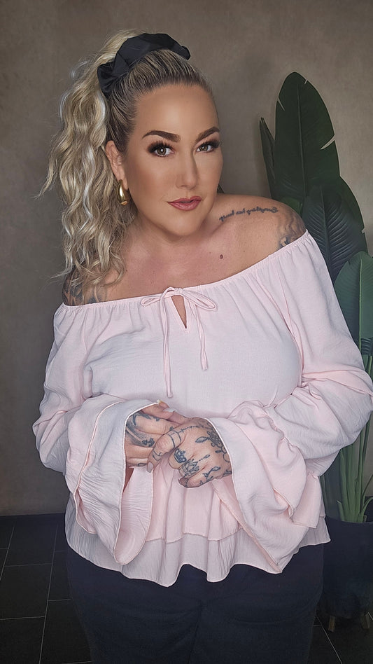 Rüschen  Shirt Rosalie Puder Rosa