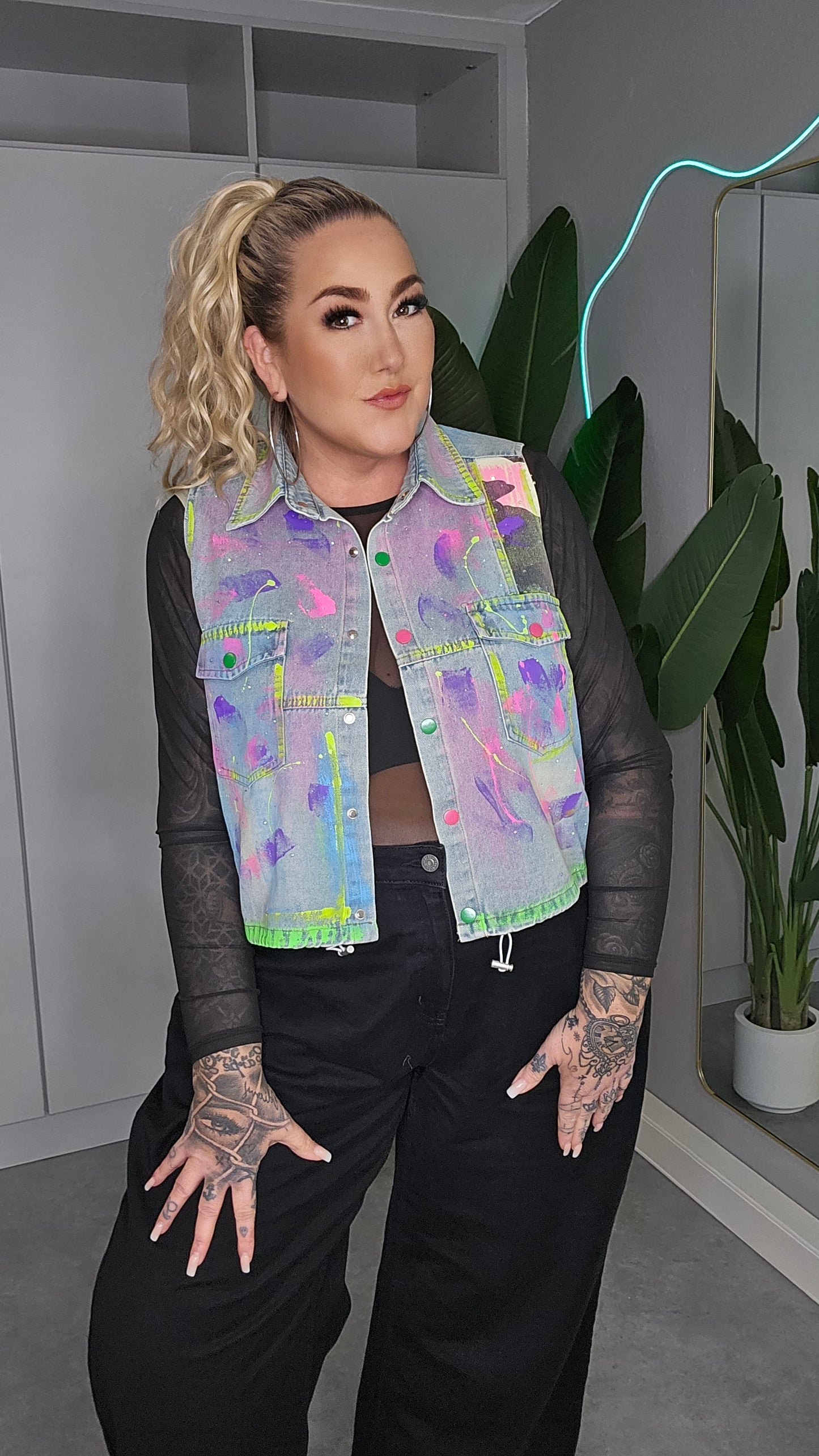Jeansweste Neon