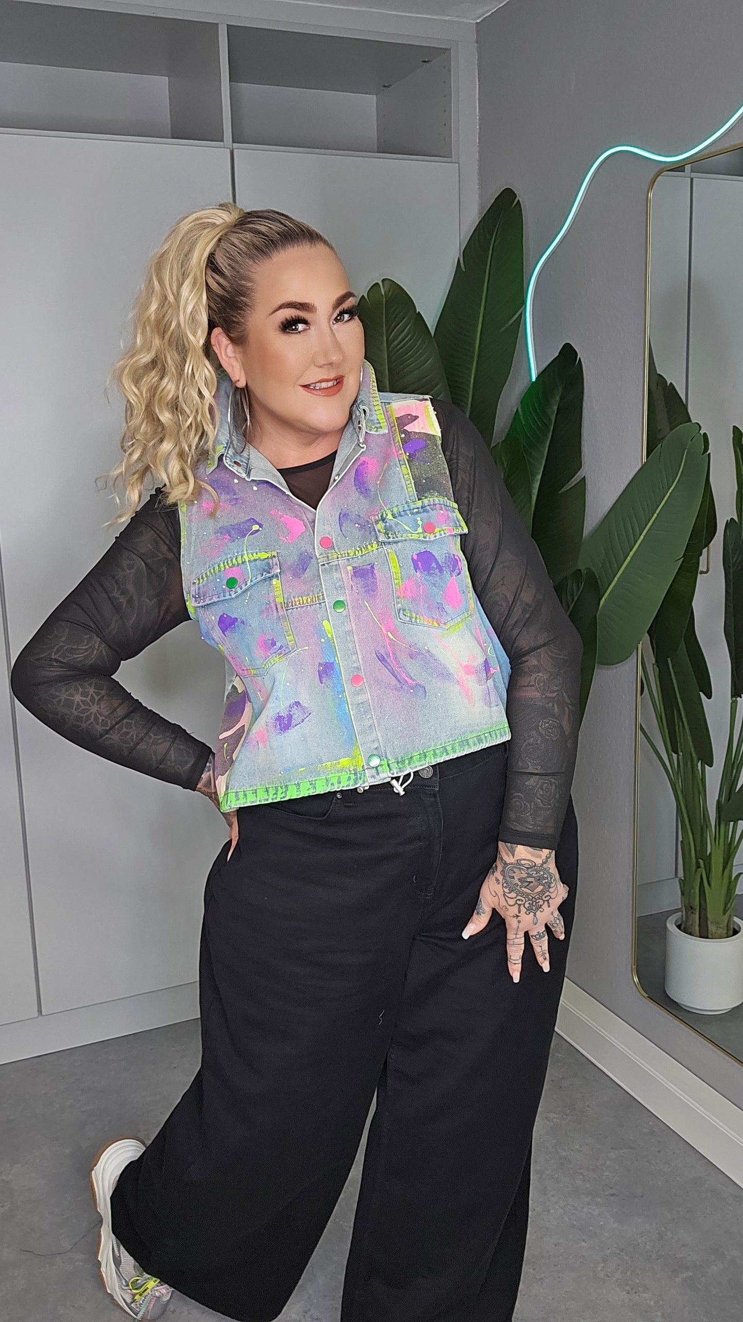 Jeansweste Neon