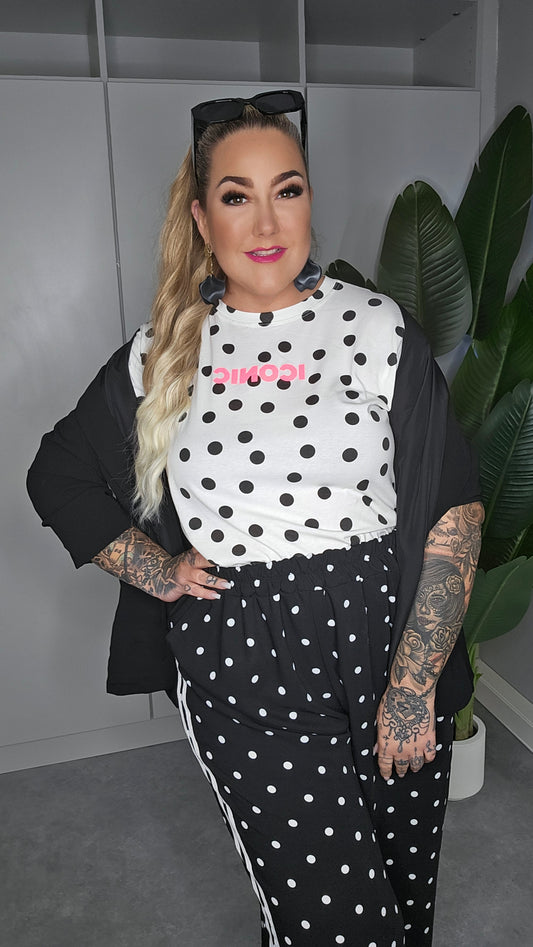 ICONIC T-Shirt Polka Dots – Schwarz/Weiß