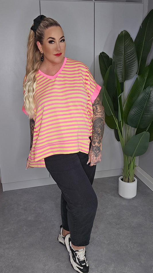 Streifen Shirt Pink Orange