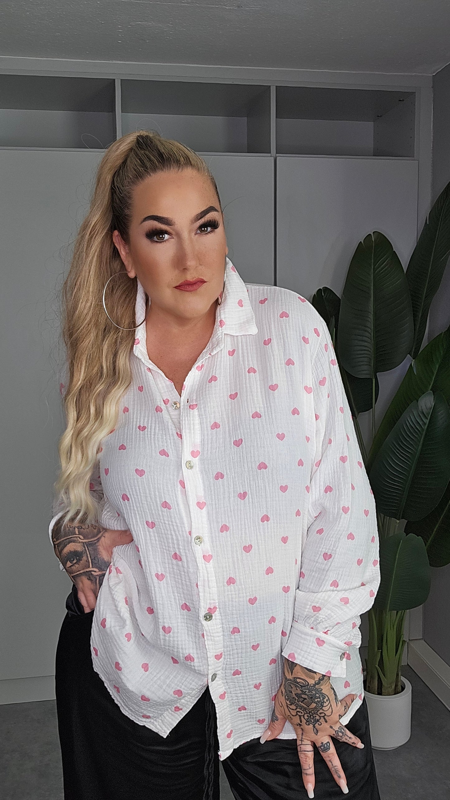 Musselin Bluse Herz in versch. Farben