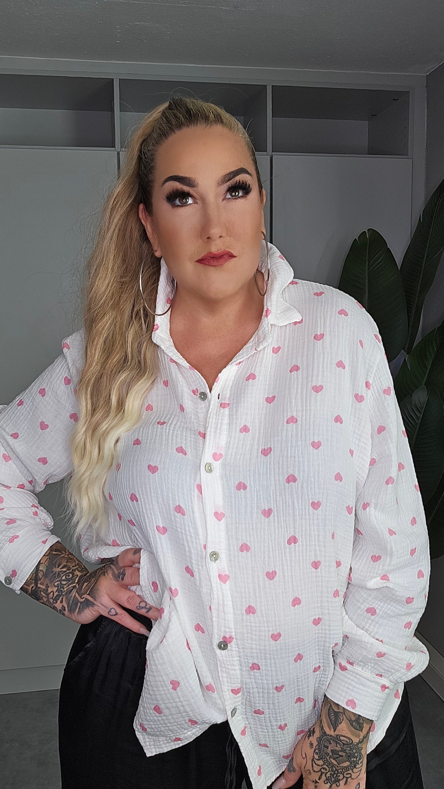 Musselin Bluse Herz in versch. Farben