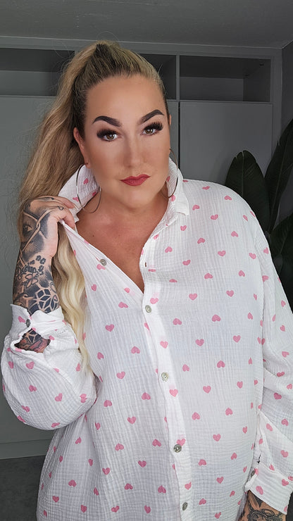 Musselin Bluse Herz in versch. Farben