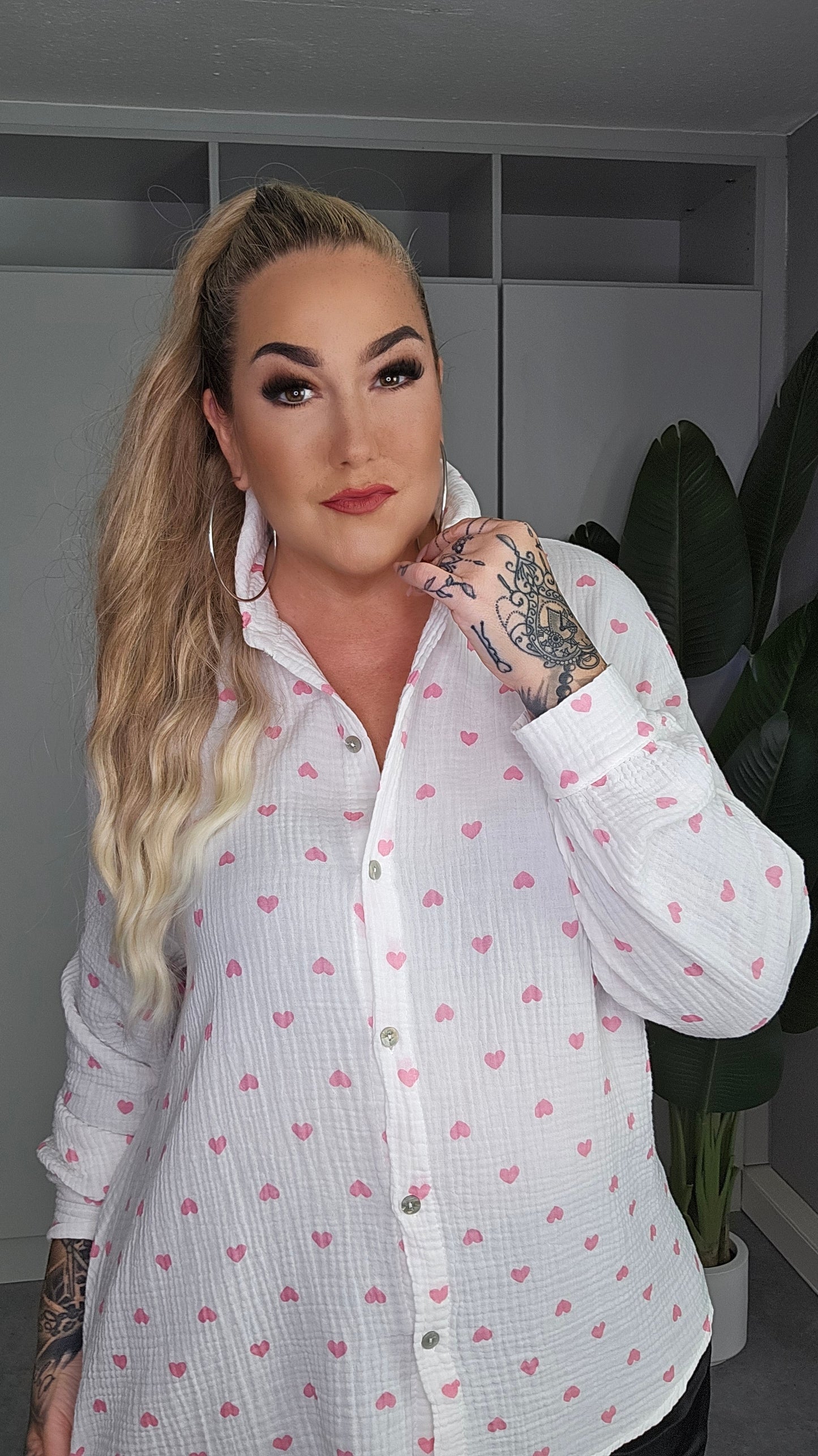 Musselin Bluse Herz in versch. Farben