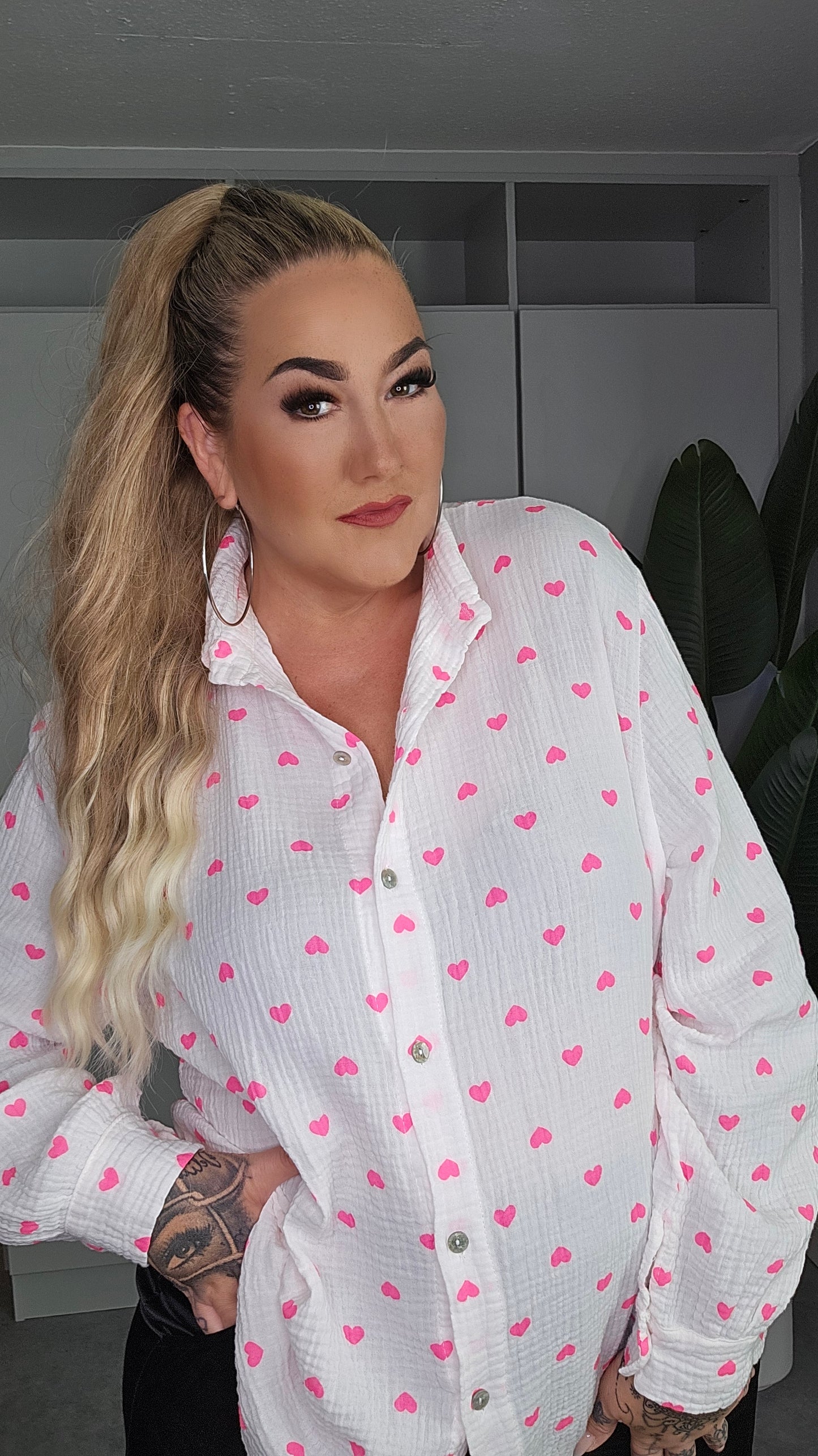 Musselin Bluse Herz in versch. Farben