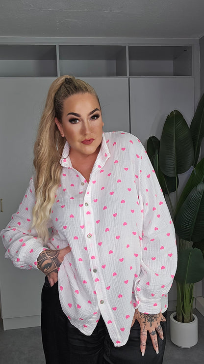 Musselin Bluse Herz in versch. Farben