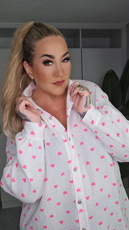 Musselin Bluse Herz in versch. Farben