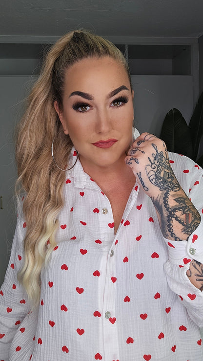 Musselin Bluse Herz in versch. Farben