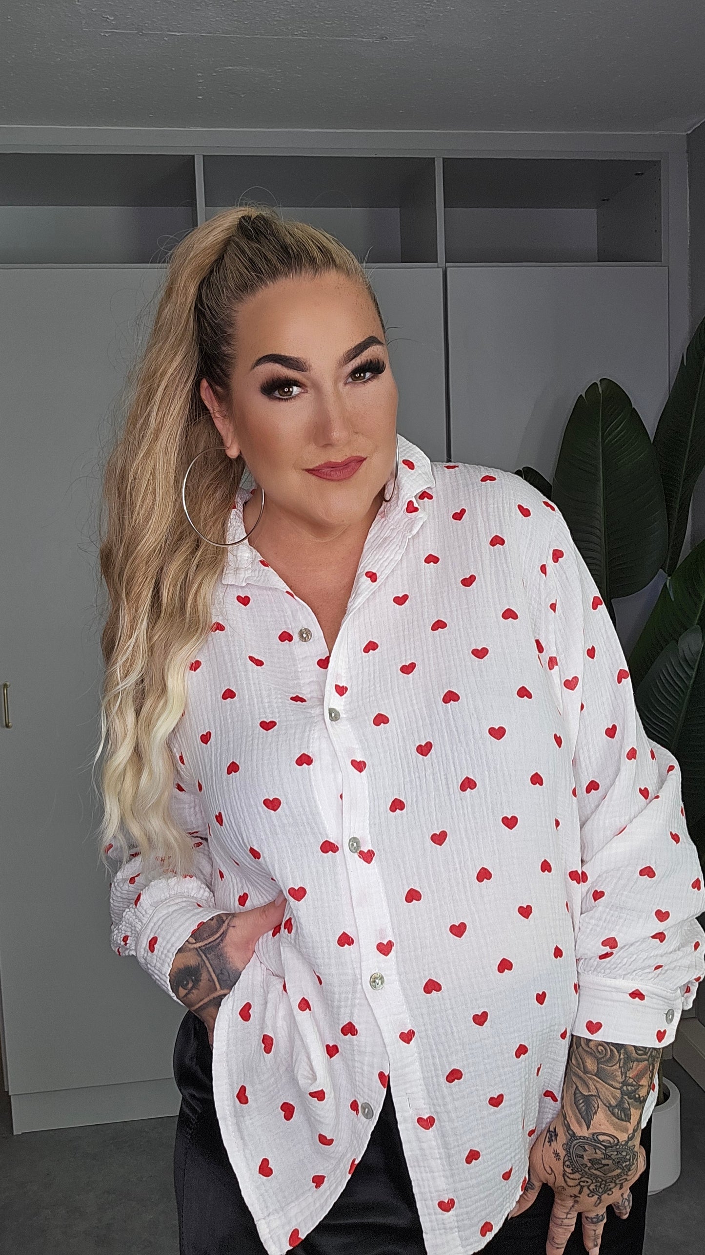 Musselin Bluse Herz in versch. Farben