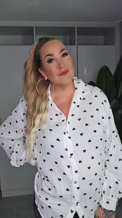 Musselin Bluse Herz in versch. Farben