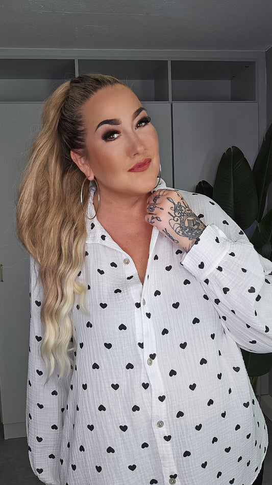 Musselin Bluse Herz in versch. Farben