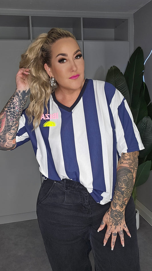 IBIZA Oversized Streifen-Shirt Navy-Weiß