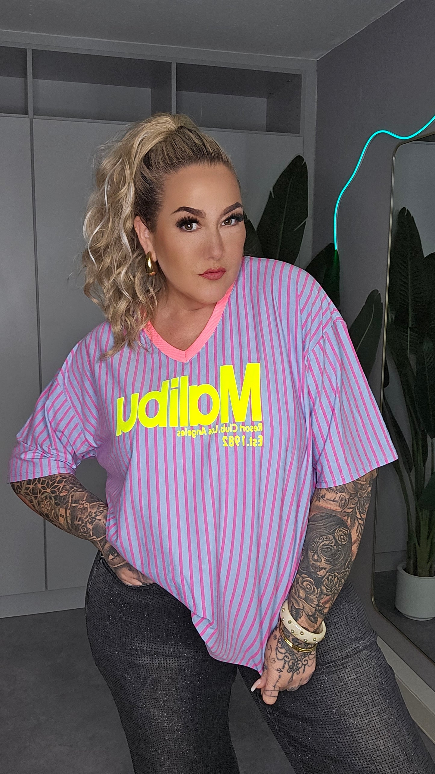 Shirt Malibu Violett Gestreift